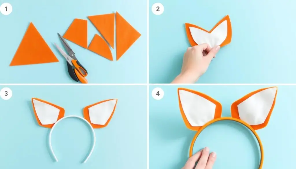 Proces wykonywania uszu liska z filcu - krok po kroku jak zrobić strój liska dla dziecka