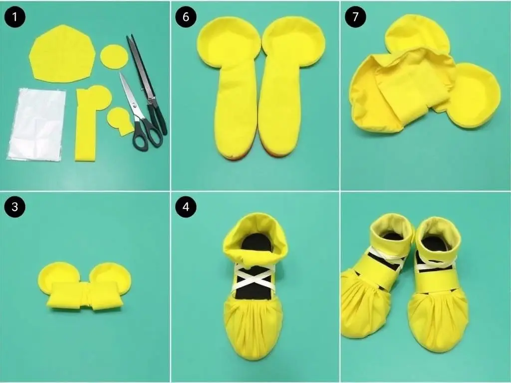 Proces wykonywania żółtych butów Myszki Miki