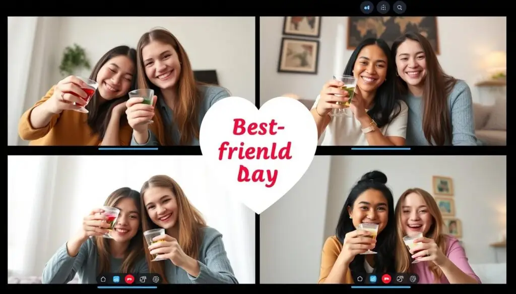 Przyjaciele świętujący dzień najlepszego przyjaciela wirtualnie
