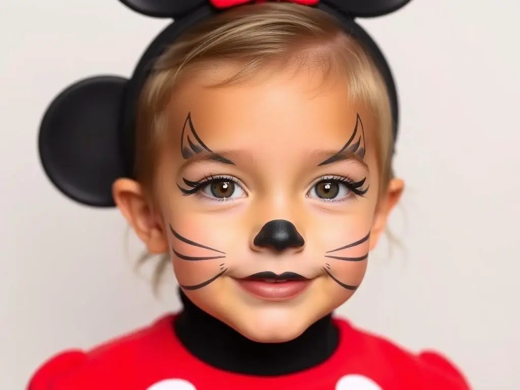 Przykład makijażu twarzy w stylu Myszki Miki