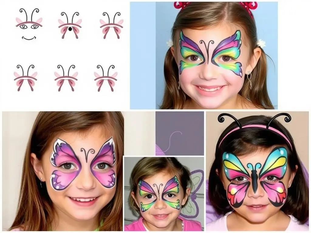 Przykłady delikatnego makijażu motylka dla dziewczynki