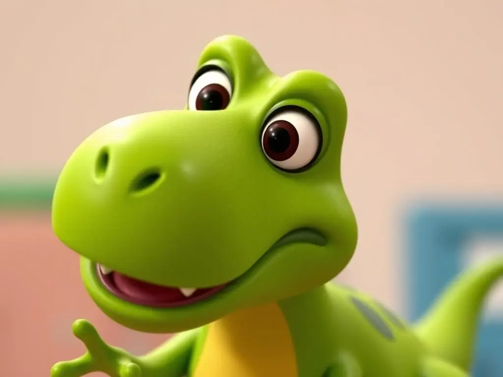 Rex - zielony dinozaur z Toy Story z charakterystycznym uśmiechem