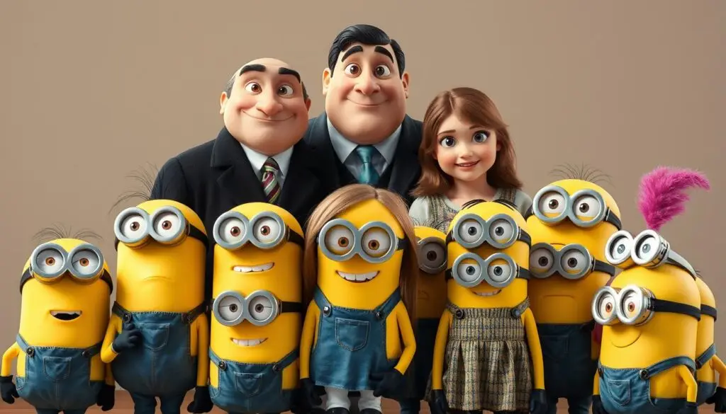 Rodzina Gru - Gru, Lucy, Margo, Edith, Agnes i minionki razem