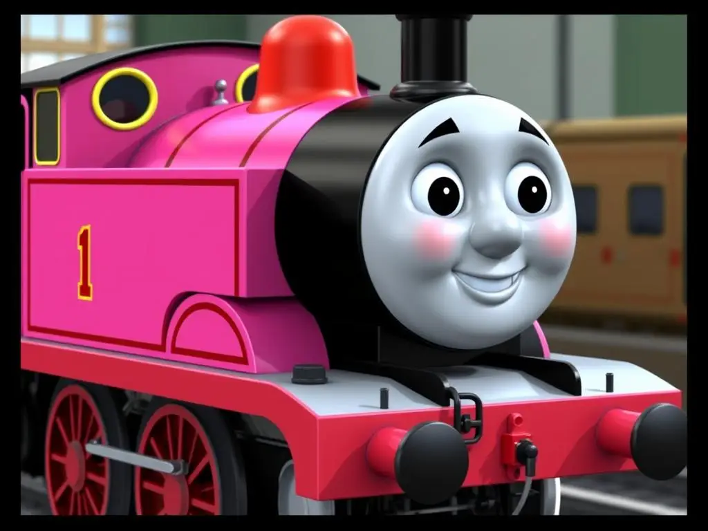 Rózia - różowa lokomotywa z numerem 37 z imiona lokomotyw z bajki tomek i przyjaciele