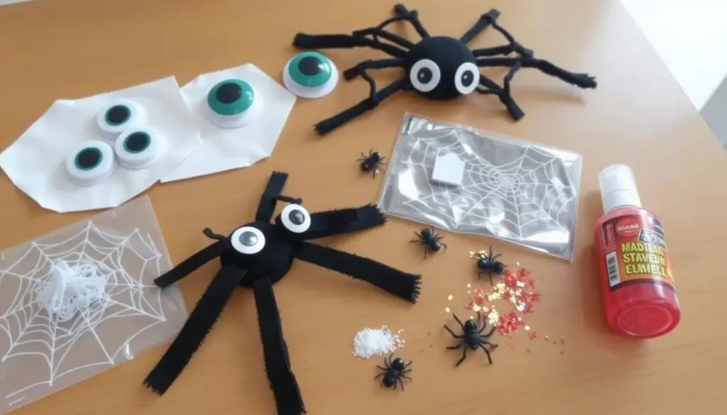 Różne akcesoria do uzupełnienia stroju pająka