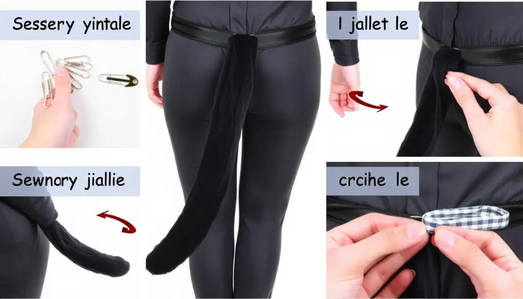 Różne metody mocowania ogona kota do kostiumu