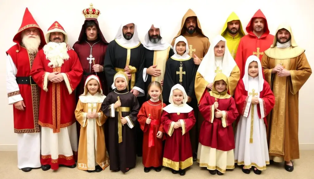 Różnorodne gotowe stroje świętych na różne okazje