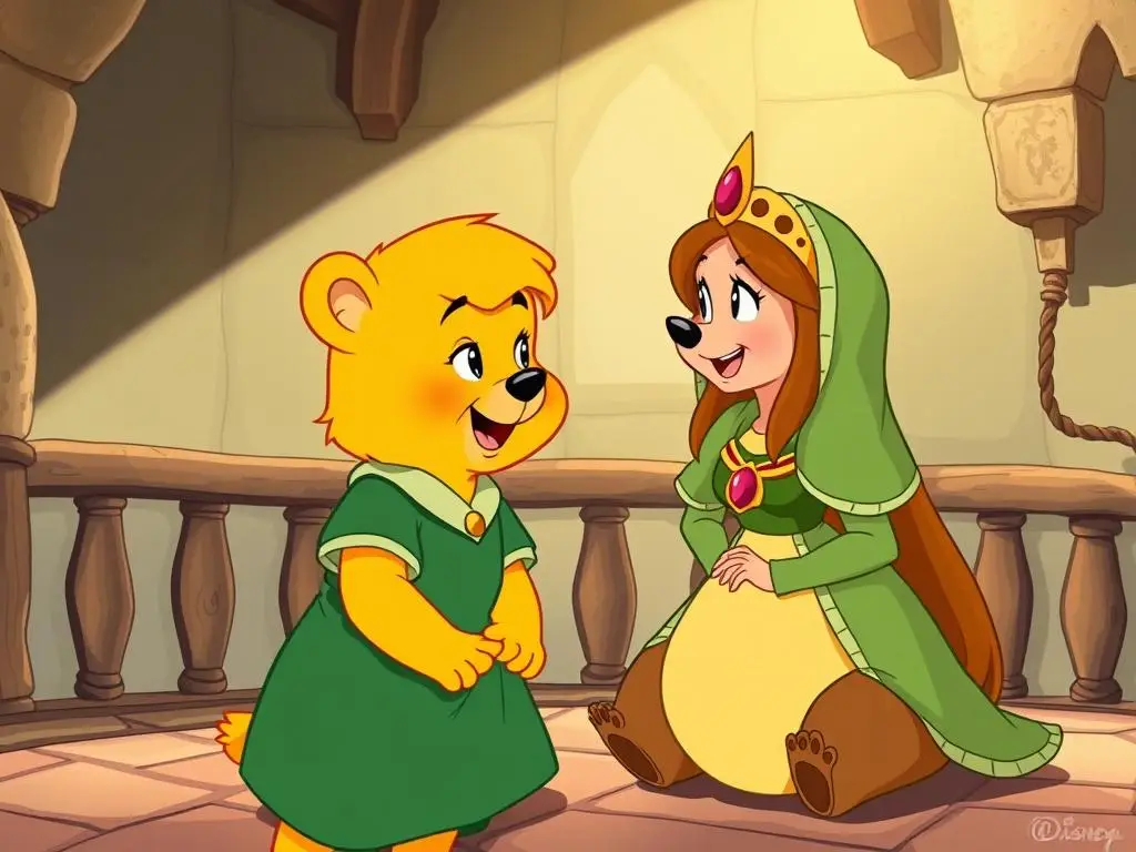 Sani Gumiś rozmawiająca z księżniczką Kalą w zamku Dunwyn