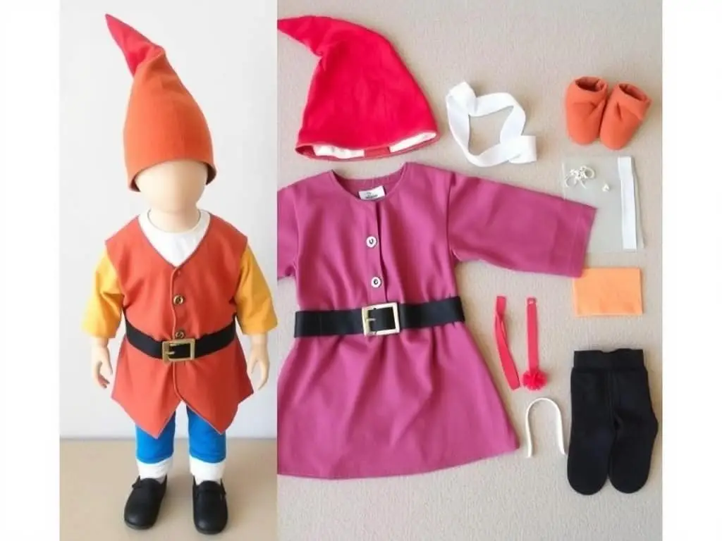 Strój krasnoludka z charakterystyczną czapką i paskiem