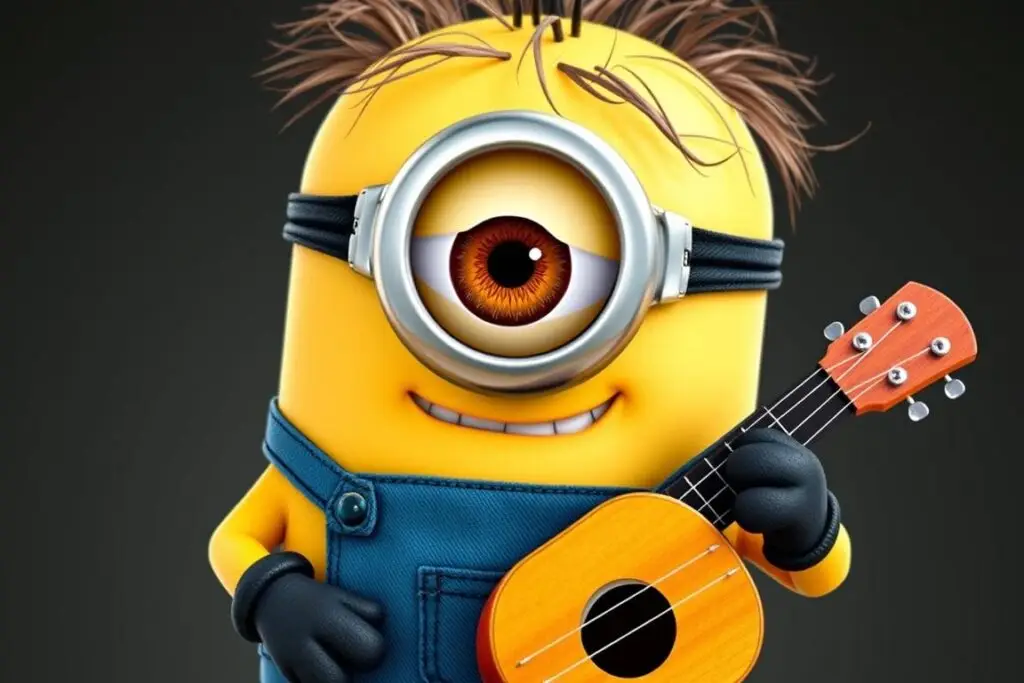 Stuart minionek - średniego wzrostu z jednym okiem i sterczącymi włosami Stuart minionek - średniego wzrostu z jednym okiem i sterczącymi włosami