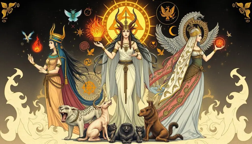 Symboliczne przedstawienie bogiń z różnych kultur, źródło baśniowych imion żeńskich