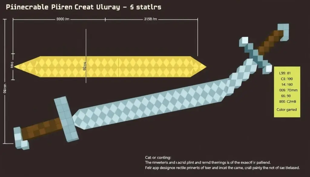 Szablon do wydruku - miecz i kilof Minecraft z kartonu