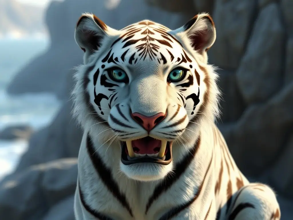 Tygrysica Shira z Epoki Lodowcowej o srebrnym futrze