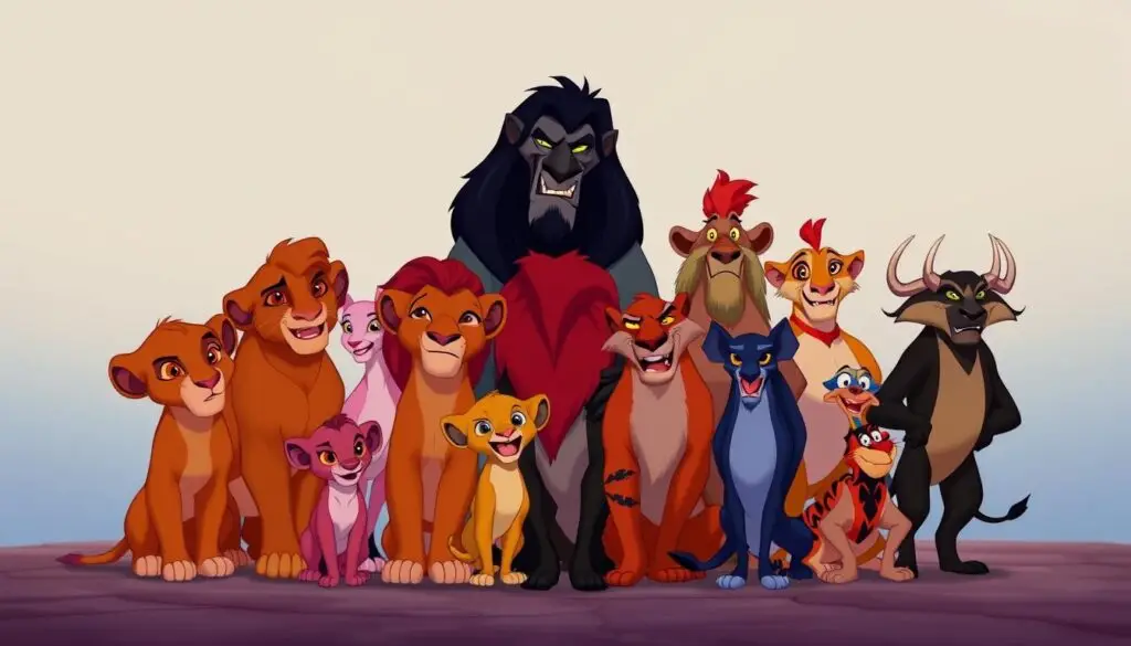 Wszystkie główne postacie z filmu Król Lew zgromadzone razem