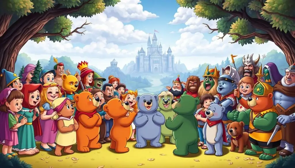 Wszystkie postacie z bajki Gumisie zgromadzone razem w finałowej scenie