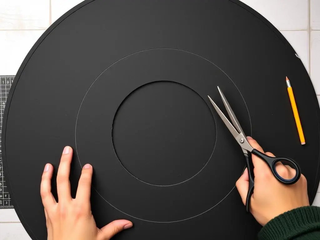 Wycinanie ronda kapelusza czarownicy z zaznaczonymi kołami