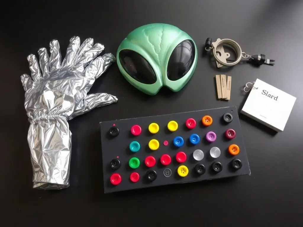 Akcesoria do stroju kosmity - rękawiczki z folii aluminiowej i panel kontrolny