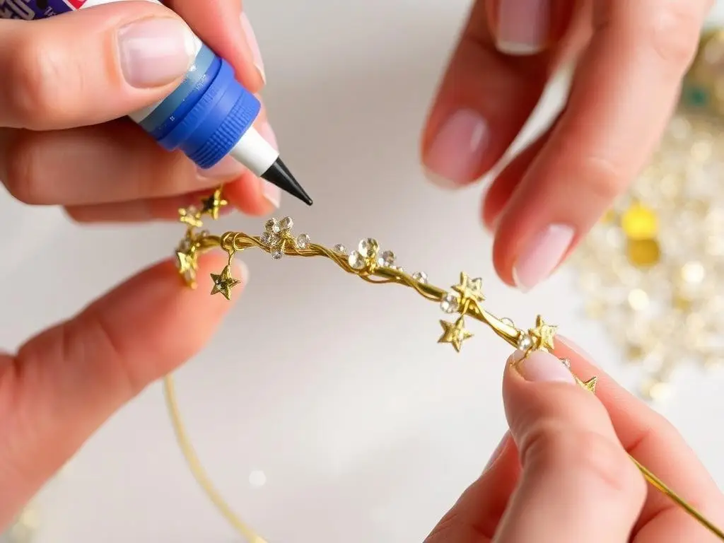 Dekorowanie aureoli anioła cekinami i brokatem Dekorowanie aureoli anioła cekinami i brokatem