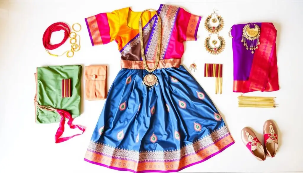 Kompletny strój hinduski DIY z wszystkimi elementami i dodatkami