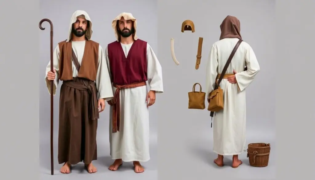 Kompletny strój pasterza na jasełka - wszystkie elementy razem