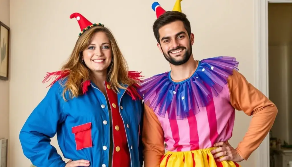 Para w dopasowanych strojach karnawałowych