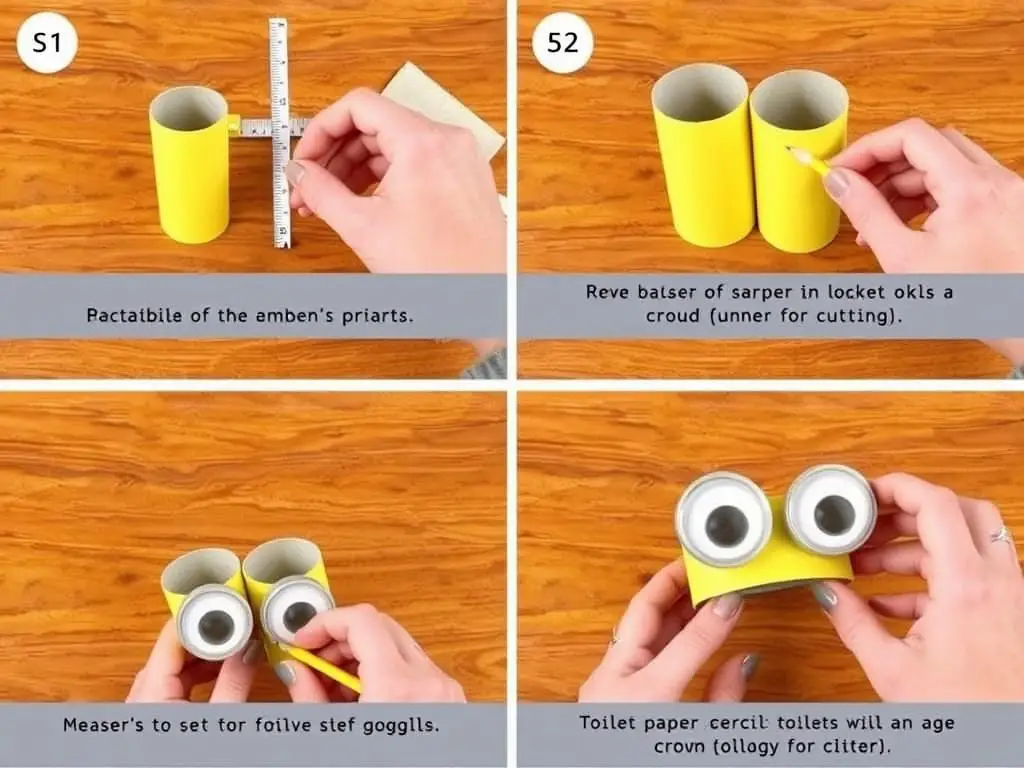 Pierwsze kroki wykonania okularów minionka - przygotowanie rolek po papierze