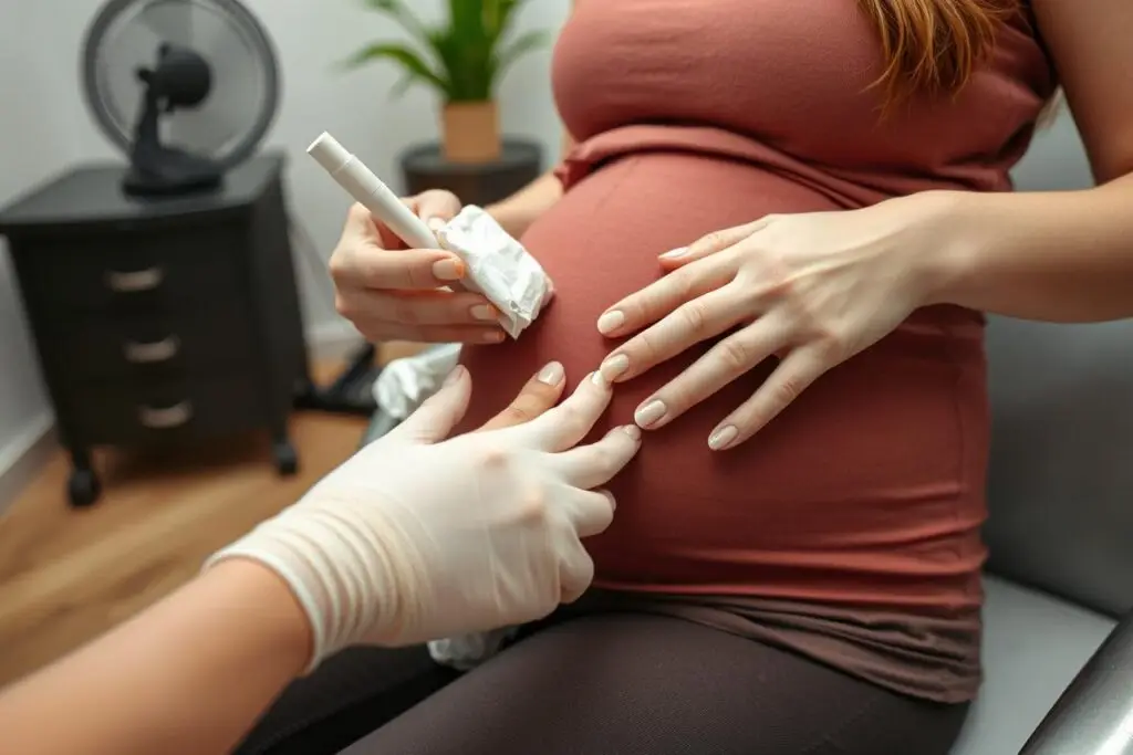 Proces bezpiecznego usuwania lakieru hybrydowego u kobiety w ciąży