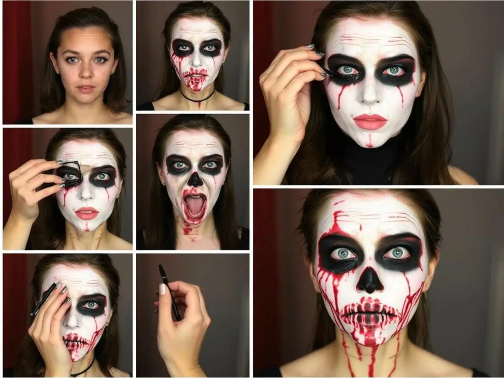 Proces nakładania makijażu na Halloween krok po kroku