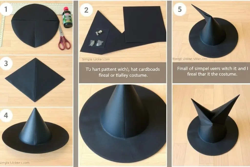 Proces tworzenia kapelusza czarownicy z kartonu
