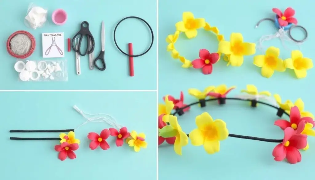 Proces tworzenia opaski z kwiatami do hawajskiej stylizacji