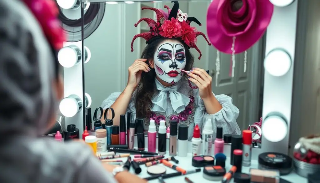 Proces wykonywania charakteryzacji na karnawał