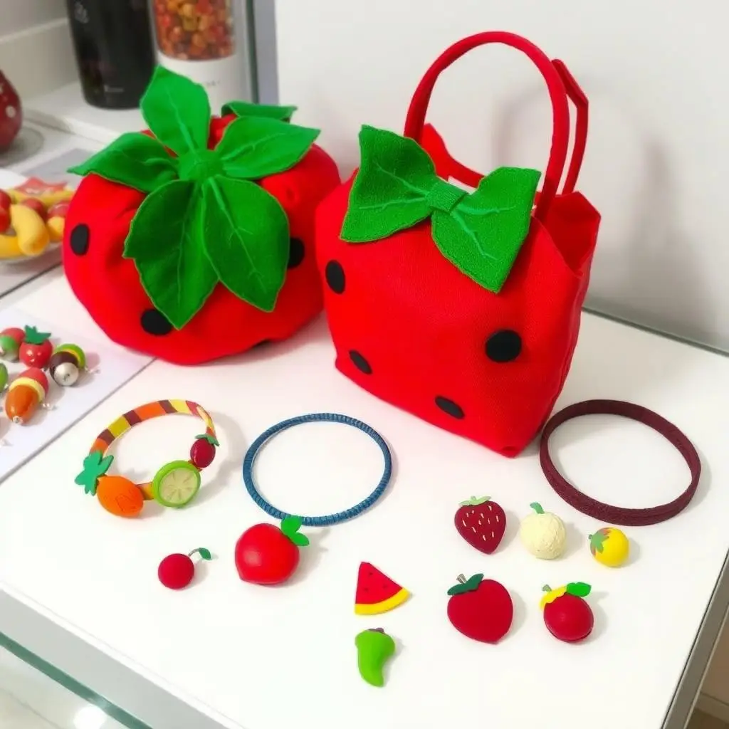 Tematyczne dodatki do kostiumów owocowych - opaski, bransoletki, torebki