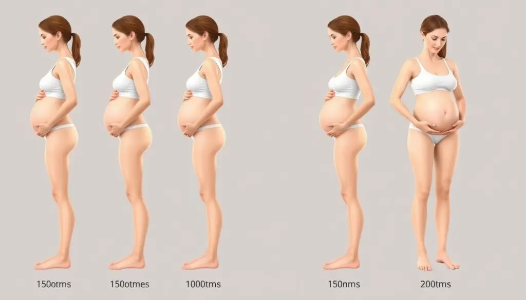 Zmiany w sylwetce kobiety w kolejnych miesiącach ciąży