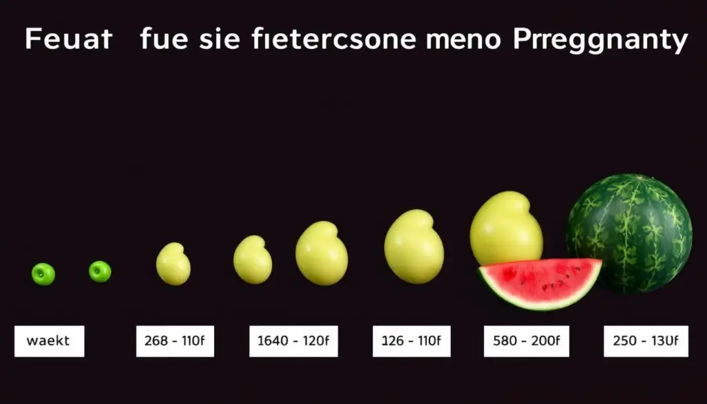 Porównanie wielkości płodu w różnych tygodniach ciąży do owoców i warzyw