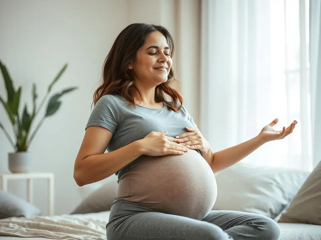 Kobieta w ciąży odpoczywająca i redukująca stres jako metoda zapobiegania nawrotom opryszczki