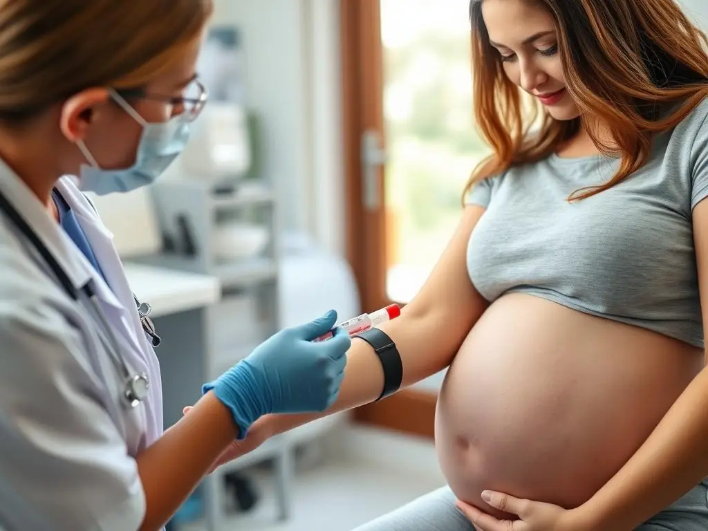 Kobieta w ciąży podczas badania krwi - sprawdzanie poziomu limfocytów