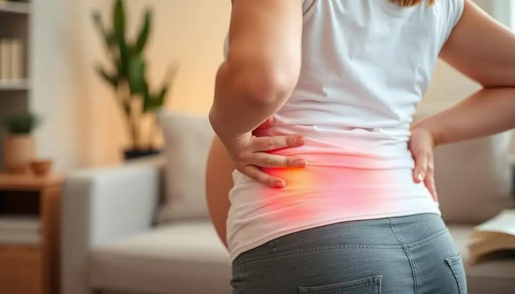 Kobieta w ciąży stosująca niefarmakologiczne metody łagodzenia bólu