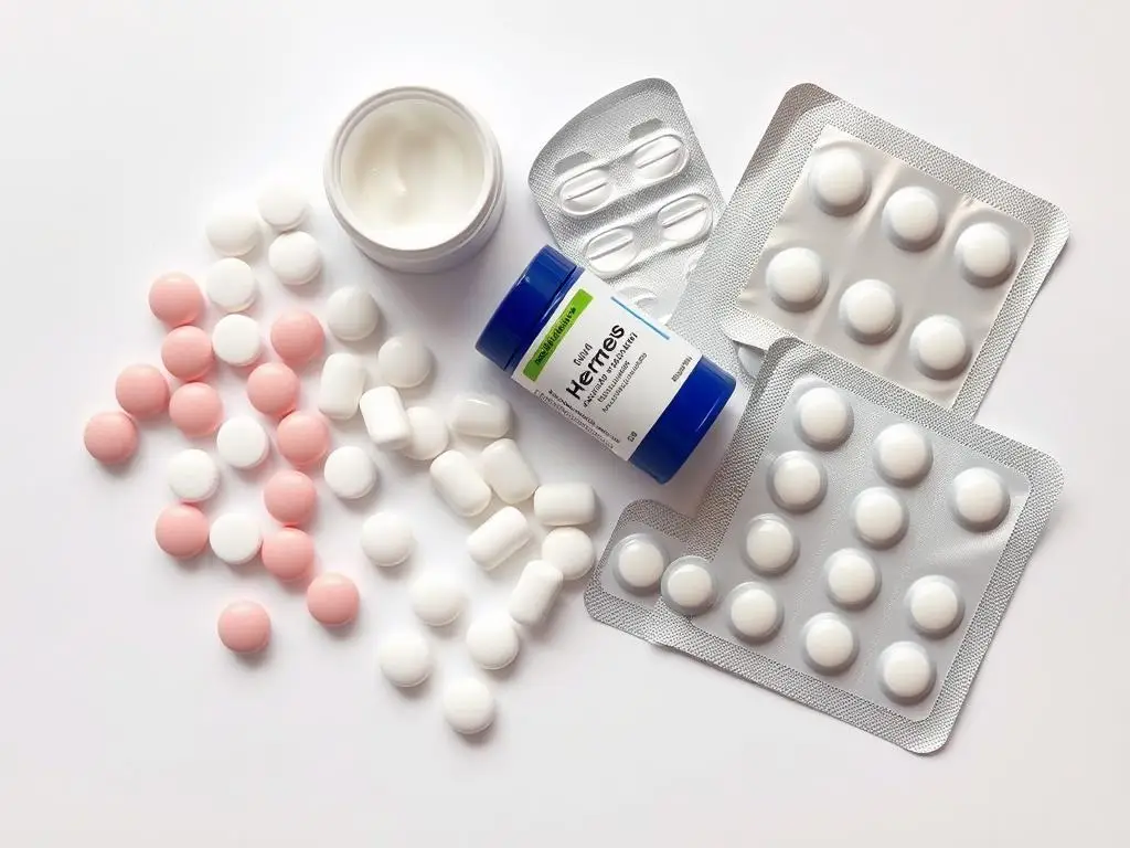 Różne formy leków na opryszczkę - tabletki, maści i plastry stosowane w ciąży