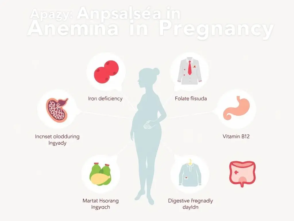Różne przyczyny anemii w ciąży przedstawione w formie infografiki
