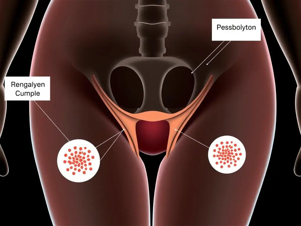 Schemat przedstawiający miejsca występowania opryszczki genitalnej u kobiet w ciąży