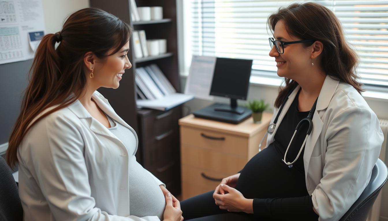 Kobieta w ciąży na konsultacji z endokrynologiem omawiająca funkcjonowanie tarczycy