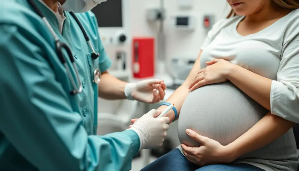 Kobieta w ciąży z chorobą Hashimoto podczas badania krwi