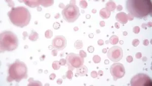 Leukocyty (białe krwinki) pod mikroskopem - obraz używany w diagnostyce leukocytów w moczu w ciąży