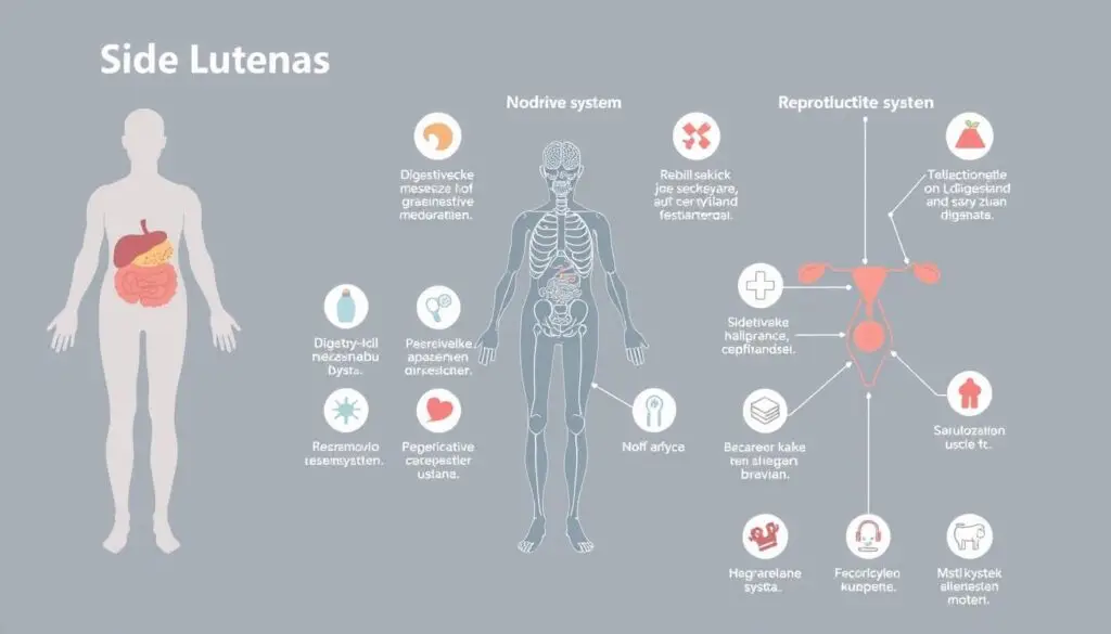 Infografika przedstawiająca skutki uboczne Luteiny